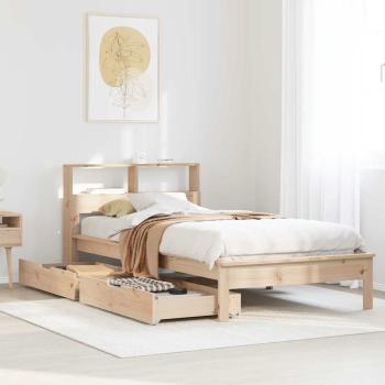 ARDEBO.de - Massivholzbett mit Regal ohne Matratze 90x200 cm Kiefer