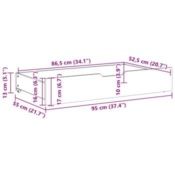 Bettschubladen mit Rollen 2 Stk. 95x55x16 cm Massivholz Kiefer