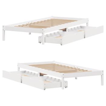 Massivholzbett ohne Matratze Weiß 90x200 cm Kiefernholz