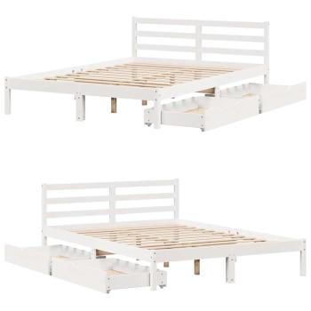 Massivholzbett ohne Matratze Weiß 150x200 cm Kiefernholz