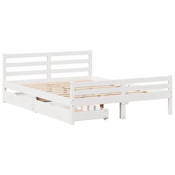 Massivholzbett ohne Matratze Weiß 150x200 cm Kiefernholz