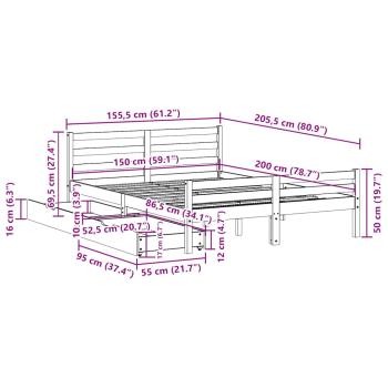 Massivholzbett ohne Matratze Weiß 150x200 cm Kiefernholz