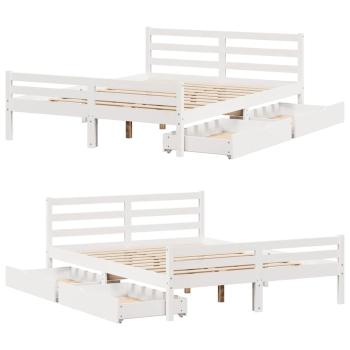 Massivholzbett ohne Matratze Weiß 140x200 cm Kiefernholz