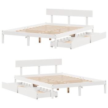 ARDEBO.de - Massivholzbett ohne Matratze Weiß 150x200 cm Kiefernholz