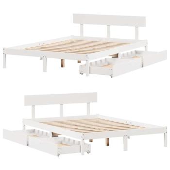 Massivholzbett ohne Matratze Weiß 140x200 cm Kiefernholz