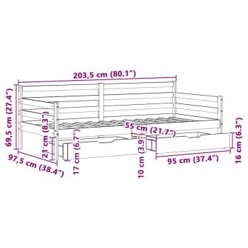 Tagesbett mit Schubladen 90x200 cm Massivholz Kiefer