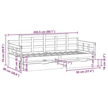 Tagesbett mit Schubladen Weiß 90x200 cm Kiefernholz