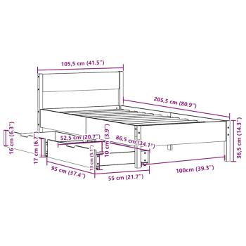Massivholzbett ohne Matratze Weiß 100x200 cm Kiefernholz