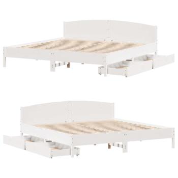 Massivholzbett ohne Matratze Weiß 180x200 cm Kiefernholz