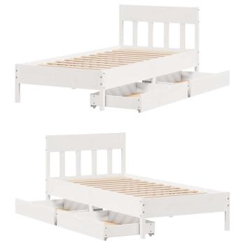 Massivholzbett ohne Matratze Weiß 100x200 cm Kiefernholz