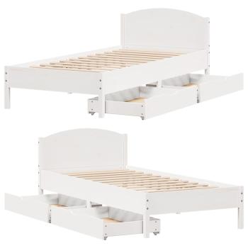 Massivholzbett ohne Matratze Weiß 90x200 cm Kiefernholz