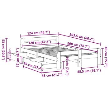 Massivholzbett ohne Matratze 120x200 cm Kiefernholz
