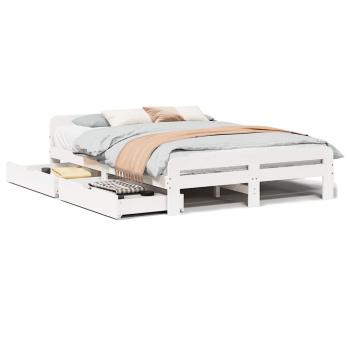 Massivholzbett ohne Matratze Weiß 150x200 cm Kiefernholz