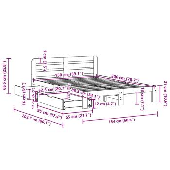 Massivholzbett ohne Matratze 150x200 cm Kiefernholz