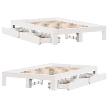 Massivholzbett ohne Matratze Weiß 120x200 cm Kiefernholz