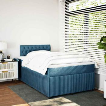 Boxspringbett mit Matratze Blau 120x190 cm Samt