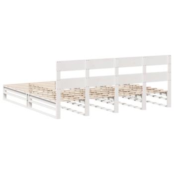Massivholzbett ohne Matratze Weiß 200x200 cm Kiefernholz