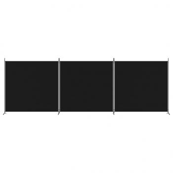 3-tlg. Paravent Schwarz 525x180 cm Stoff