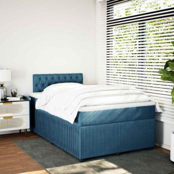Boxspringbett mit Matratze Blau 120x200 cm Samt
