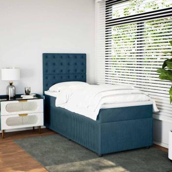 Boxspringbett mit Matratze Blau 90x200 cm Samt