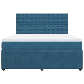 Boxspringbett mit Matratze Blau 180x200 cm Samt