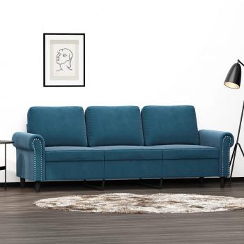 ARDEBO.de - 3-Sitzer-Sofa Blau 180 cm Samt