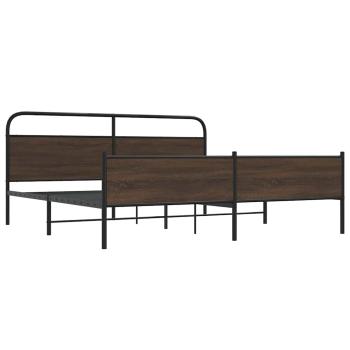 ARDEBO.de - Metallbett ohne Matratze Braun Eichen-Optik 200x200 cm