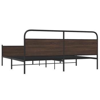 Metallbett ohne Matratze Braun Eichen-Optik 200x200 cm