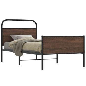 ARDEBO.de - Bettgestell ohne Matratze 100x190 cm Braun Eichen-Optik