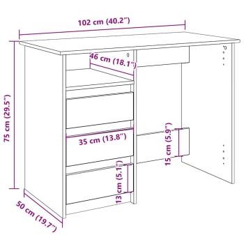 Schreibtisch Weiß 102x50x75 cm Holzwerkstoff
