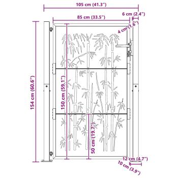 Gartentor 105x155 cm Cortenstahl Bambus-Design