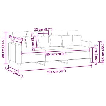 3-Sitzer-Sofa Braun 180 cm Stoff