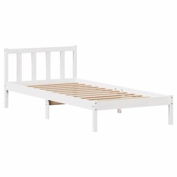 Massivholzbett ohne Matratze Weiß 75x190 cm Kiefernholz