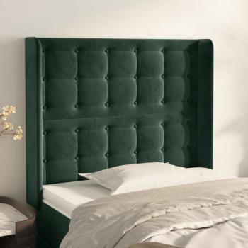 ARDEBO.de - Kopfteil mit Ohren Dunkelgrün 93x16x118/128 cm Samt