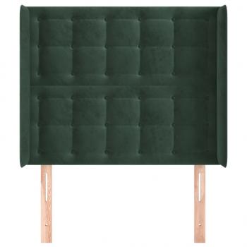 Kopfteil mit Ohren Dunkelgrün 93x16x118/128 cm Samt