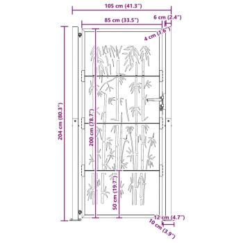Gartentor 105x205 cm Cortenstahl Bambus-Design