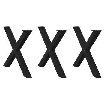 ARDEBO.de - Esstischbeine X-Form 3 Stk. Schwarz 90x(72-73) cm Stahl