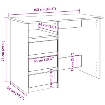 Schreibtisch Räuchereiche 102x50x75 cm Holzwerkstoff