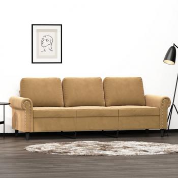 ARDEBO.de - 3-Sitzer-Sofa Braun 180 cm Samt