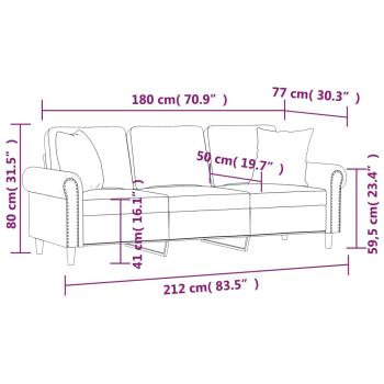 ARDEBO.de - 3-Sitzer-Sofa mit Zierkissen Dunkelgrün 180 cm Samt