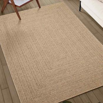 Teppich ZIZUR Beige 200x200 cm Jute-Optik Indoor und Outdoor