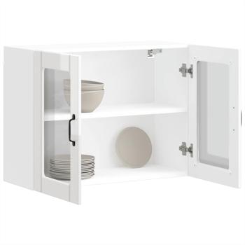 ARDEBO.de - Küchen-Hängeschrank mit Glastür Hochglanz-Weiß Holzwerkstoff