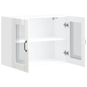 Küchen-Hängeschrank mit Glastür Hochglanz-Weiß Holzwerkstoff