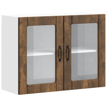 ARDEBO.de - Küchen-Hängeschrank mit Glastür Räuchereiche Holzwerkstoff