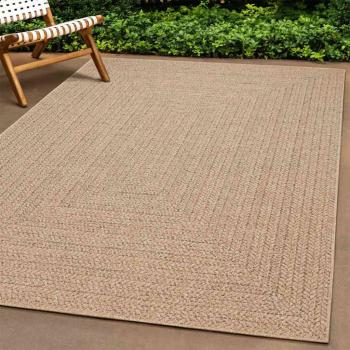 ARDEBO.de - Teppich ZIZUR Beige 160x230 cm Jute-Optik Indoor und Outdoor