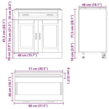 Küchenunterschrank Porto Braun Eichen-Optik Holzwerkstoff