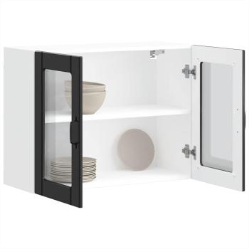 ARDEBO.de - Küchen-Hängeschrank mit Glastür Lucca Schwarz Holzwerkstoff