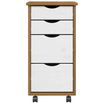 Rollschrank mit Schubladen MOSS Honigbraun Massivholz Kiefer