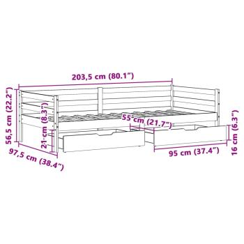 Tagesbett mit Schubladen 90x200 cm Massivholz Kiefer