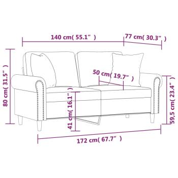 2-Sitzer-Sofa mit Zierkissen Creme 140 cm Samt
